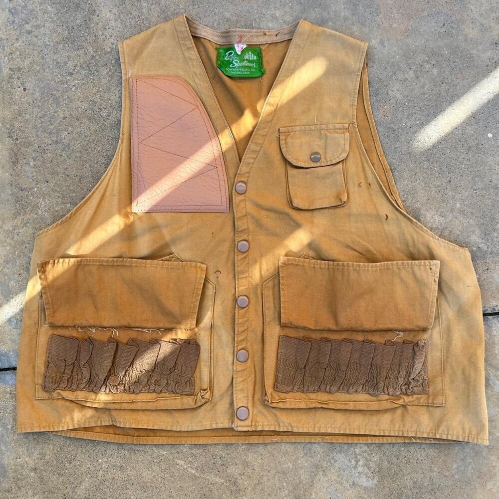 Pacific Sportswear 60s/70s vintage hunting/fishing canvas utility vest XL - Picture 6 of 7